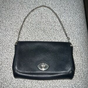 Coach navy leather handbag